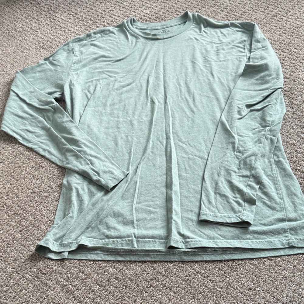 Men's Long Sleeve Crewneck Tee - Sage Green